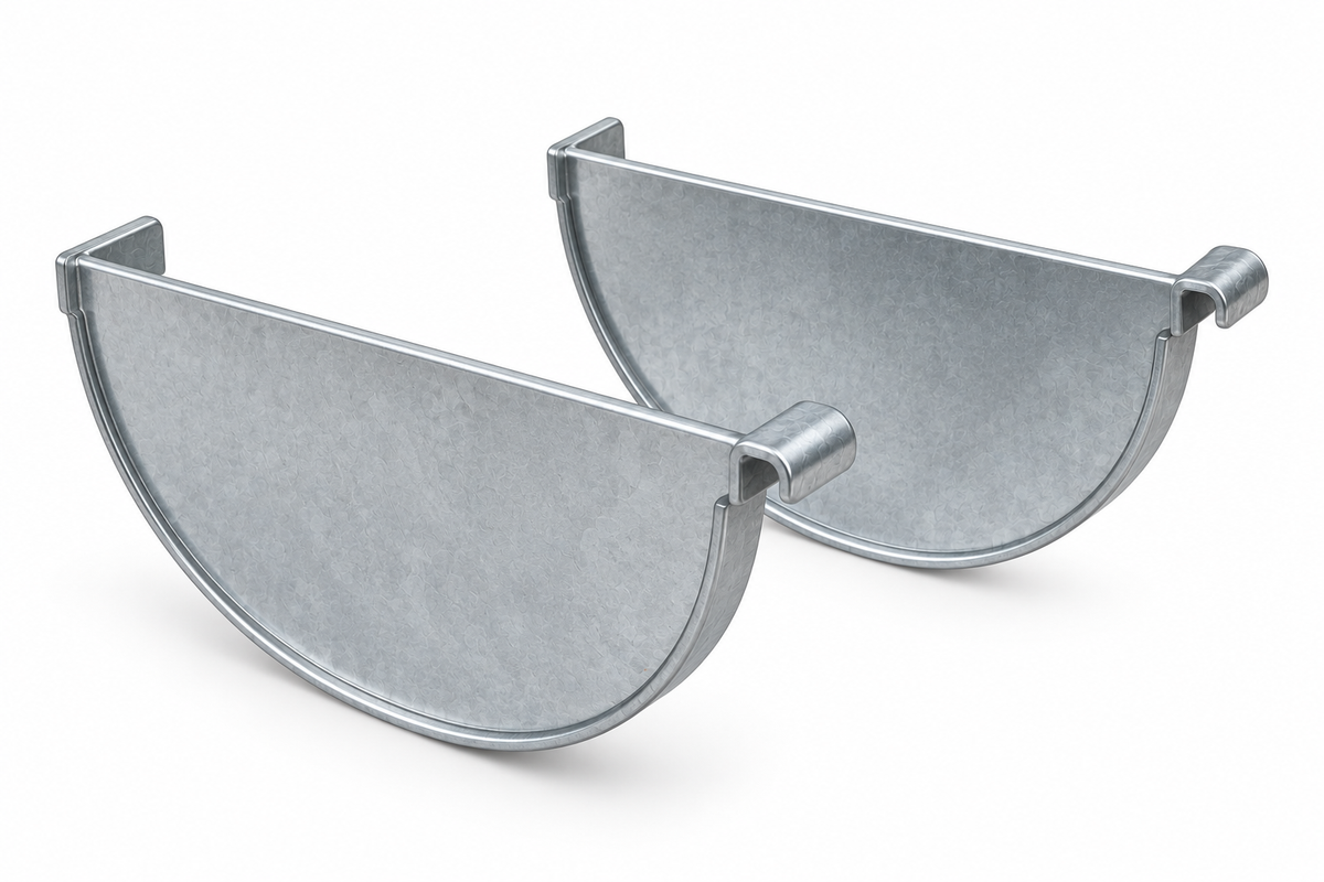 Stop ends (pair) 150 Quad Gutter Low Front